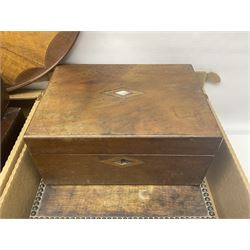 Wooden boxes, writing slopes and a tray for restoration