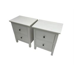 IKEA - 'Hemnes' white finish straight-front chest, fitted with two short and four long drawers; and IKEA - 'Hemnes' pair white finish bedside chests, fitted with two drawers