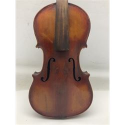 Saxony violin c1890 with 35.5cm two-piece maple back and ribs and spruce top L59cm overall; in carrying case
