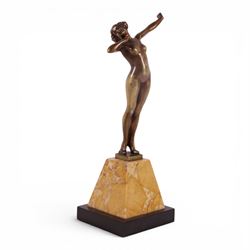 After Paul Philippe, Le Reveil, patinated bronze, upon a marble base, H30cm