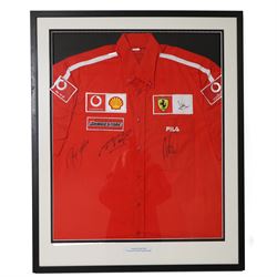 Scuderia Ferrari 2004 shirt, bearing four signatures including Michael Schumacher and Rube...
