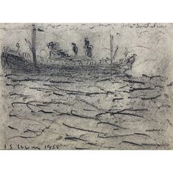 Attrib. Laurence Stephen Lowry RBA RA (Northern British 1887-1976): 'Seaburn - Sunderland', pencil signed titled and dated 1958, inscribed in a later hand verso 9.5cm x 13cm (unframed)