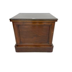19th century mahogany commode, hinged lid with panelled front
