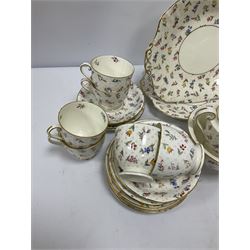 Royal Worcester Lady Margaret part tea service, comprising Two cake plates, eleven teacups, twelve saucers, twelve dessert plates, milk jug and open sucrier (37)  