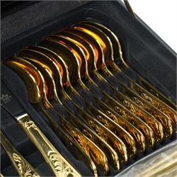 Bestecke SBS Solingen gold-plated canteen of cutlery for twelve persons, in briefcase holder