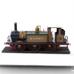Sancheng O gauge LBSCR A1X Terrier Class 0-6-0T locomotive 'Stepney' no. 55, brass locomotive custom-painted by Warren Haywood in William Stroudley's 'Improved Engine Green', boxed