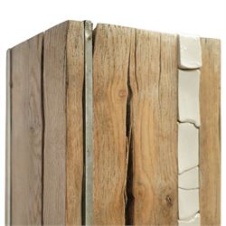 Sophie Olivier (French 1978-): ‘Amour’, 3D sculpture depicting Man & Woman, constructed from driftwood sections with inset ceramic elements and metalwork frames, mounted on a stepped metal base, applied with artist’s plaque and dated 2017