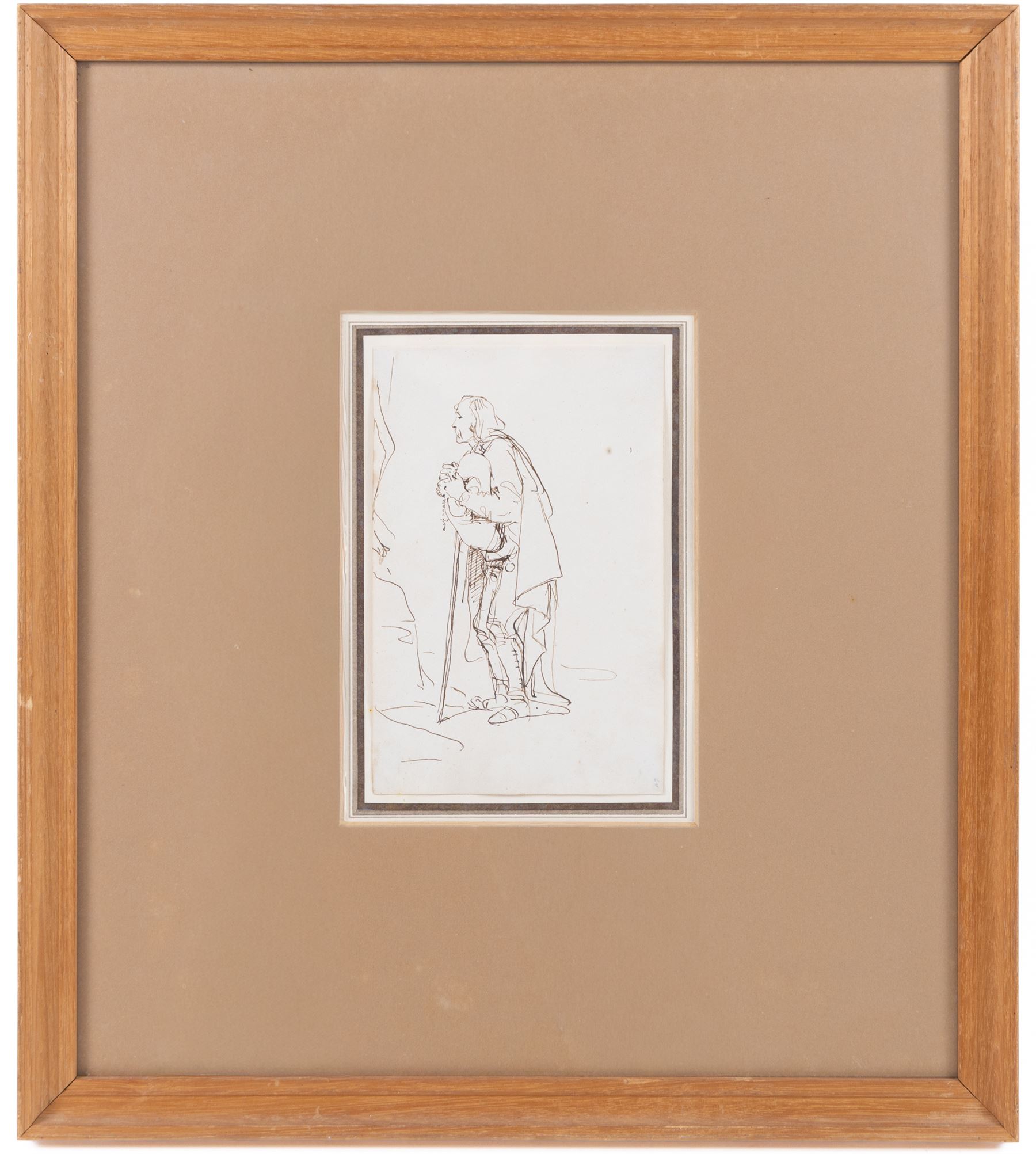Swiss/French School (19th century): Donkey Heading to Market and Figural Studies, three ink sketches, one indistinctly signed and inscribed, max 17cm x 11cm (3)