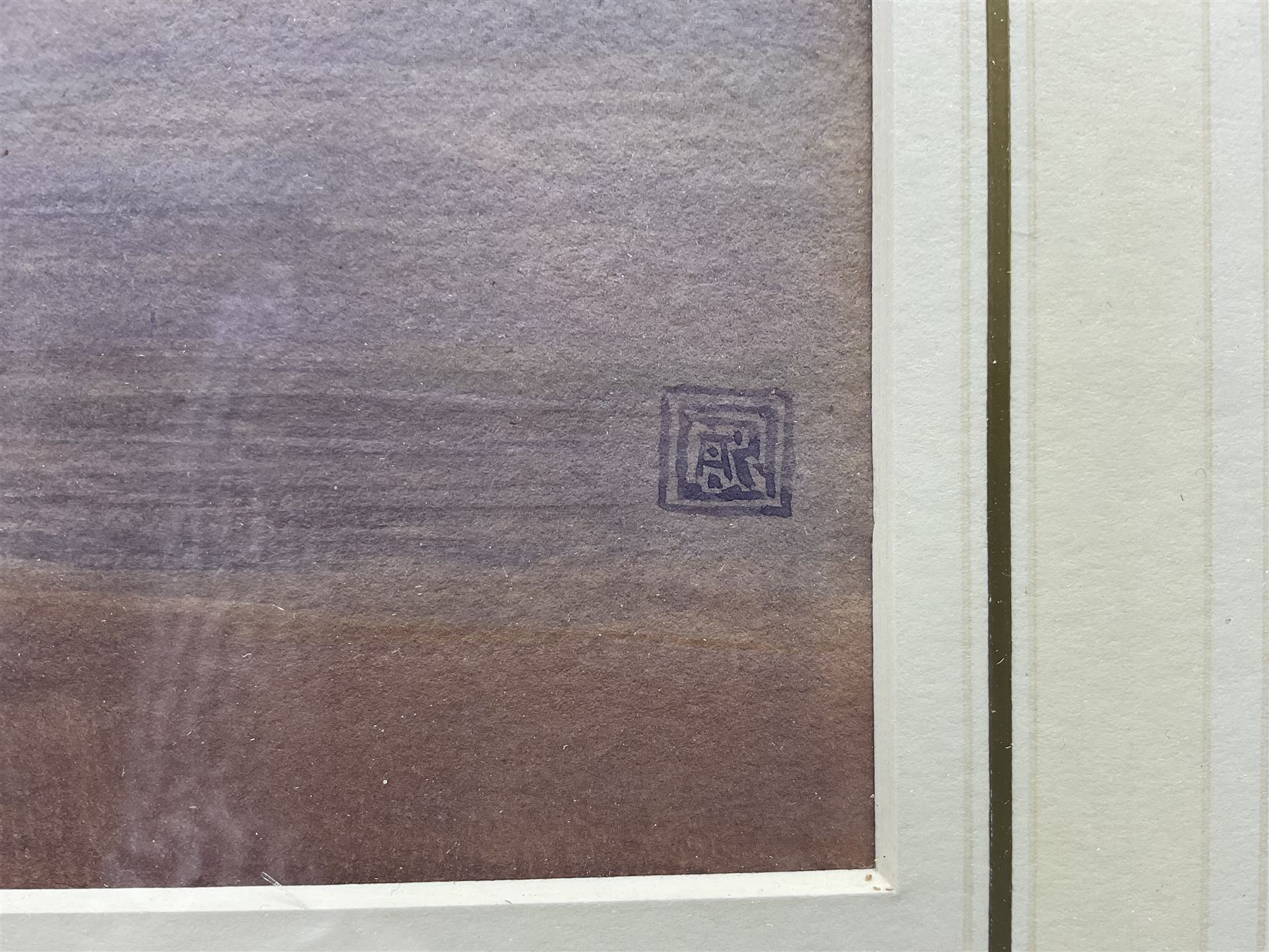 English School (Early 20th century): North-eastern Beach Scene, watercolour signed with indistinct monogram 32cm x 46cm