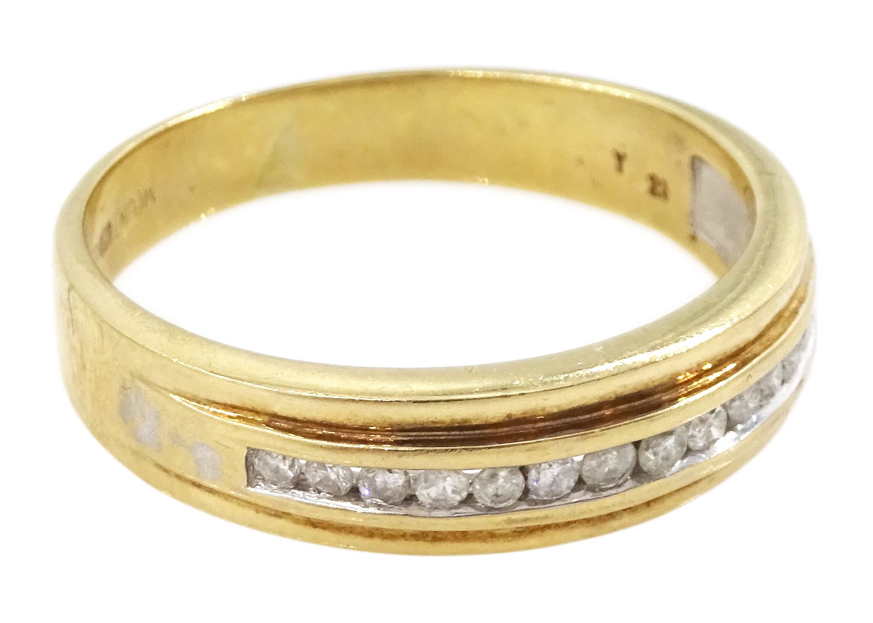 9ct gold channel set round brilliant cut diamond half eternity ring, hallmarked