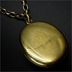 Victorian gold locket, with diamond and seed pearl star motif on 9ct gold belcher watch chain  