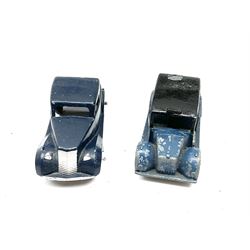 Timpo Toys - twelve unboxed and playworn die-cast models including Packard; racing car; taxi; caravan; two open-top sports cars etc; and two Timpo friction-drive plastic cars (14)