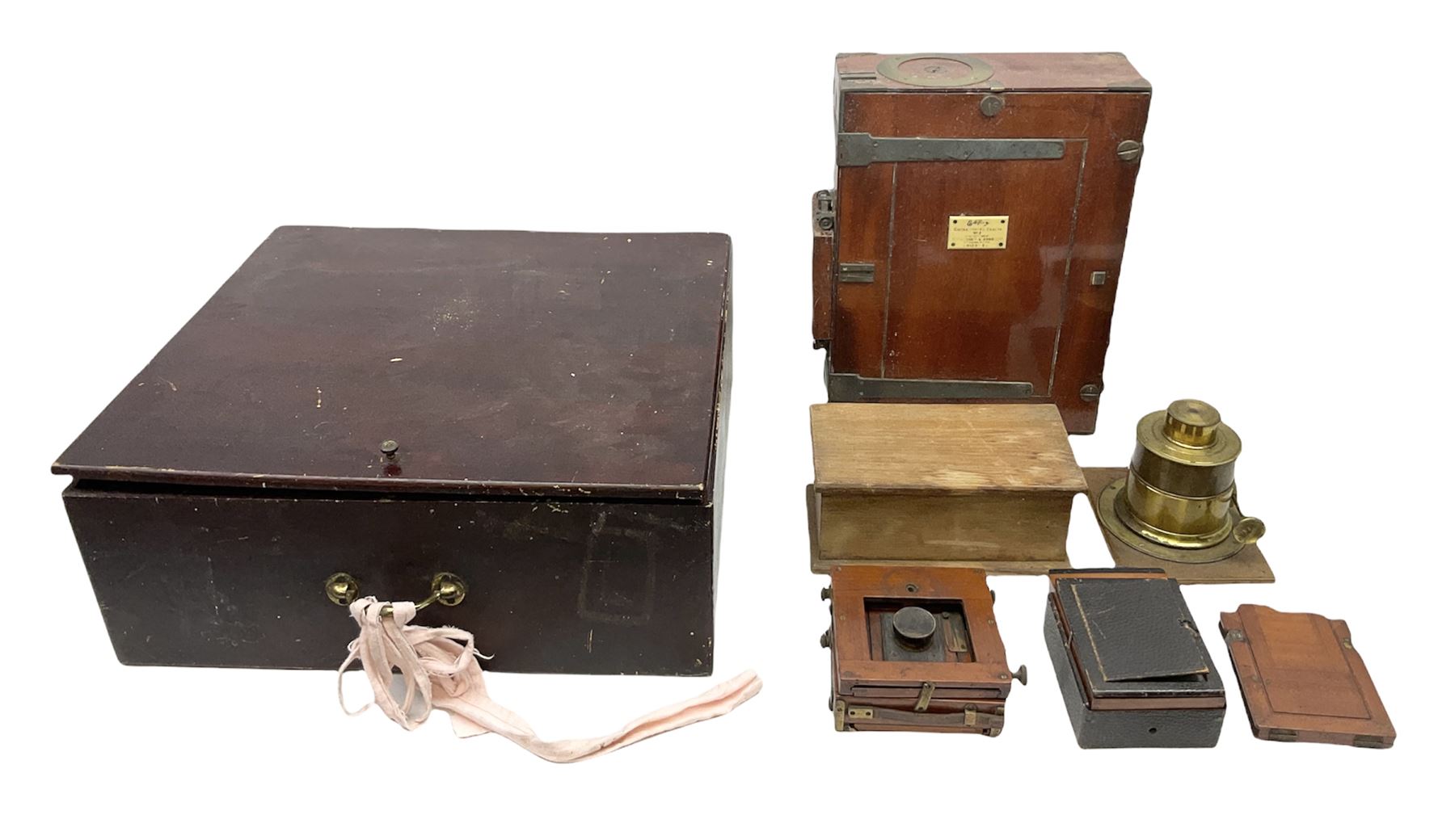 19th Century 'Empire cinematograph camera No.3, Manufactured by W.Butcher & Sons ltd'  in a wooden box with hinged handle 