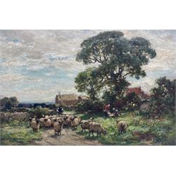 Owen Bowen (Staithes Group 1873-1967): Changing Pastures, oil on canvas signed 40cm x 60cm 
Provenance: private collection, purchased McTague of Harrogate, label verso. Illustrated on the back cover of Dennis Child, 'Painters in the Northern Counties of England and Wales'.