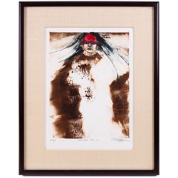 Roger Broer (American 1945-): Painted Faces - Tatanka Series, monotype signed and titled 32cm x 24cm