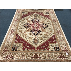  Aubusson beige ground needlepoint rug, 274cm x 199cm  