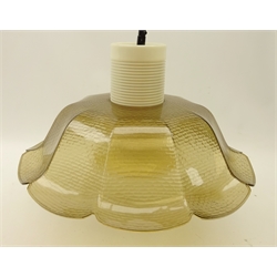  1960s centre light fitting with textured flower head shaped shade, D44cm  