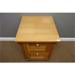  Light oak two drawer filing cabinet, W61cm, H78cm, D65cm  