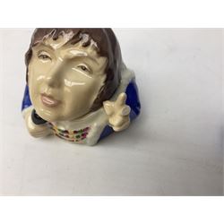 Fifteen Face Pots by Kevin Frances, all of music interest, to include the Beatles; Paul 'Kookoocachu', 'Love Is All You Need', 'Octopus's garden', 'While My Guitar Gently Weeps', 'All You Need Is Love' and 'Everybody's talking and no one says a word', Elton John; I'm still standing, Buddy Holly; 'That will be the day', David Bowie 'We can be heroes' , Mick Jagger prototype colour type etc, all boxed  