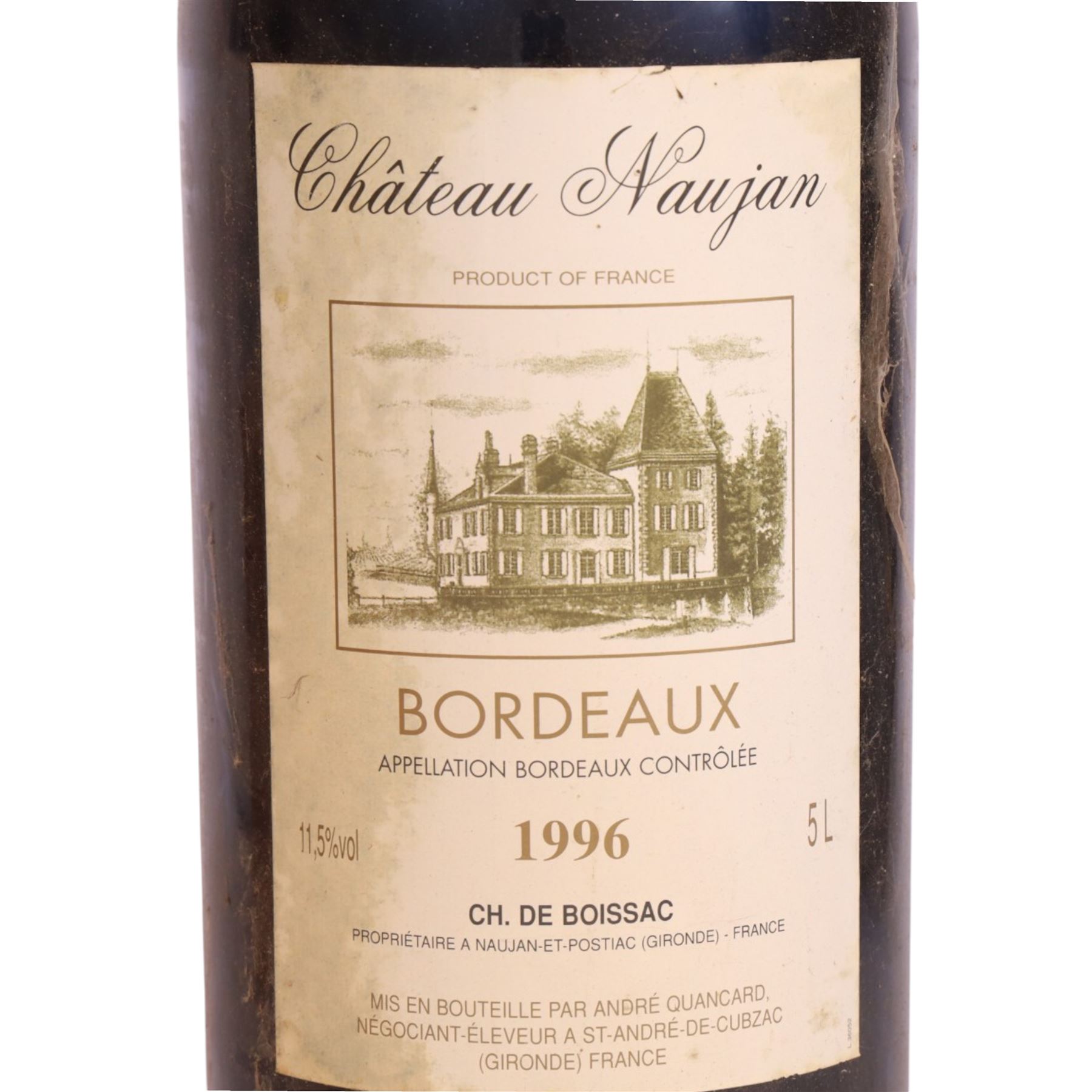Chateaux Naujan 1996 Bordeaux Jeroboam, 5l 11.5% vol, in box 