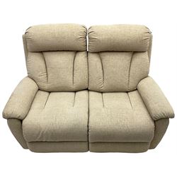 La-Z-boy - two-seat manual reclining sofa upholstered in neutral beige fabric