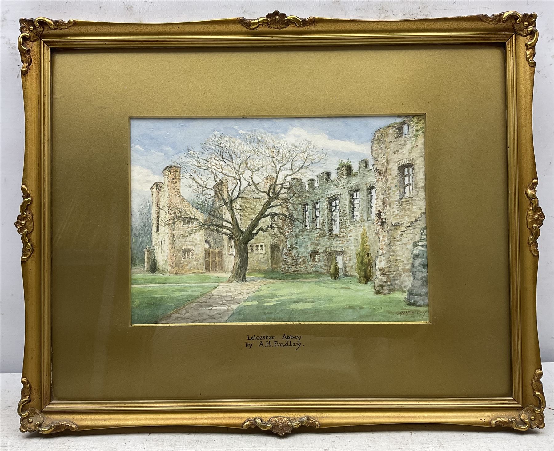 Albert H Findley (British 1880-1975): 'Castle House' and 'Leicester Abbey', two watercolours signed, titled on mount 18cm x 27cm (2)