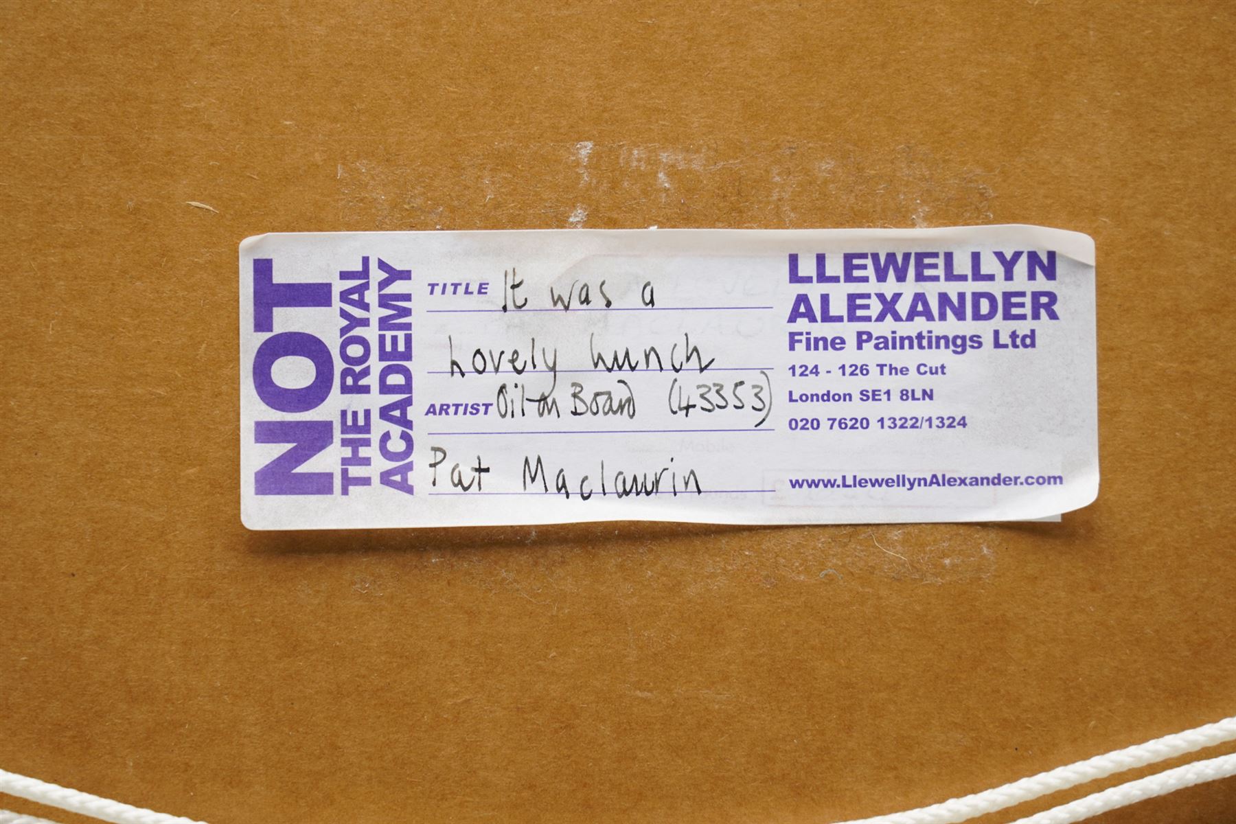 Pat Maclaurin (British 1933-2022): 'It was a Lovey Lunch', oil on board signed, titled verso 47cm x 29cm