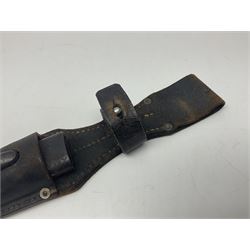 WW2 Italian Model 1891 bayonet with 30cm fullered blade; cross-piece marked PS 1941; in associated leather covered scabbard with frog L45cm overall