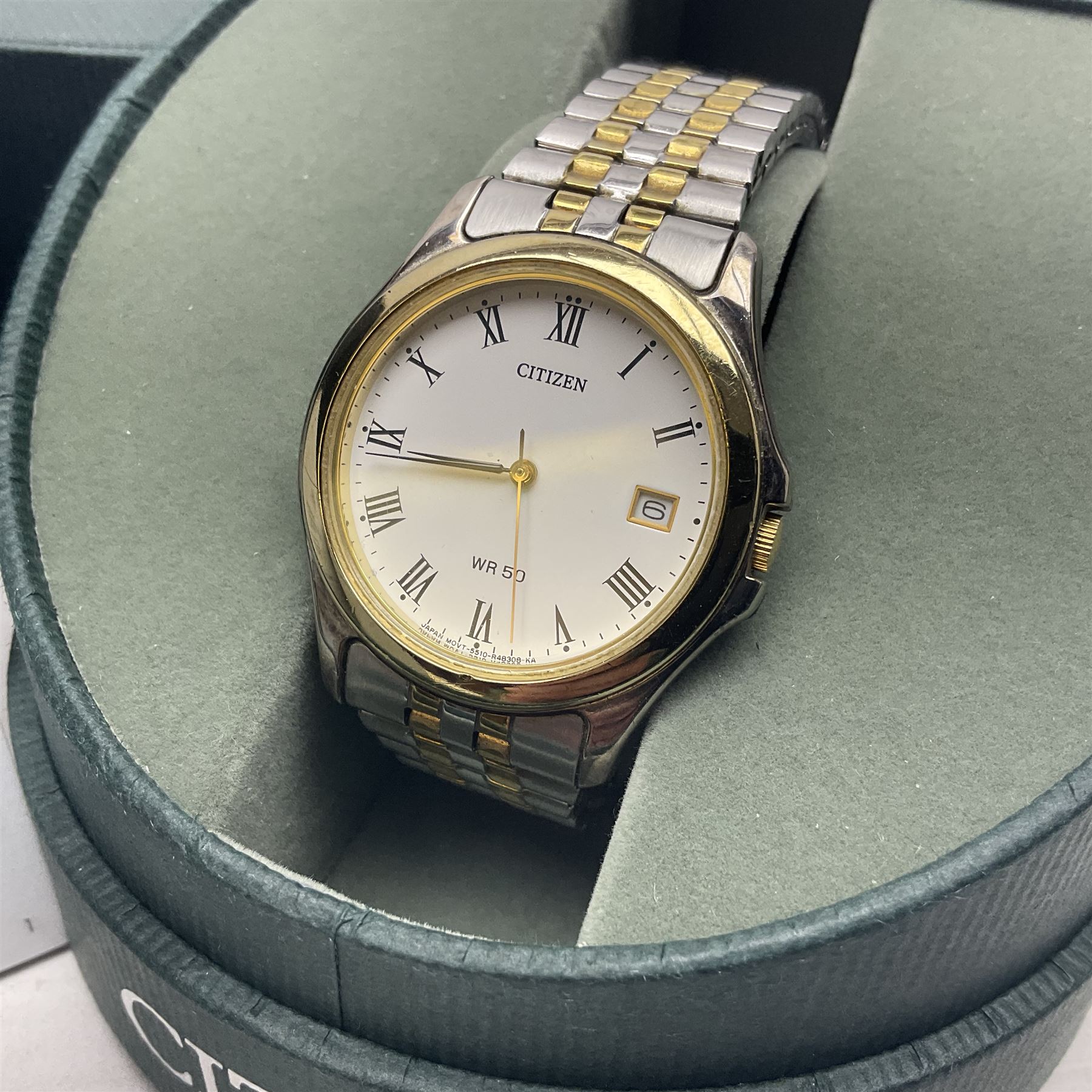 Citizen WR 50 gentleman's wristwatch, with date aperture, in box with guarantee