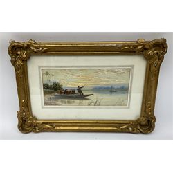 John MacPherson (Scottish fl.1858-1891): Punting Cows, watercolour signed 14cm x 28cm 