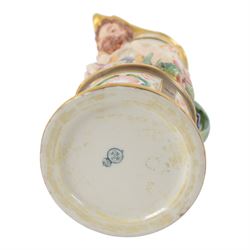Royal Worcester Neptune pitcher, decorated in relief with mermaids, shells and seaweed above a panelled band of dolphins and shell, dolphin modelled handle and Neptune mask spout, with green mark beneath, H25cm