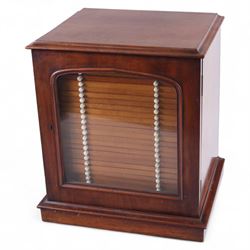 Victorian collector's specimen cabinet, containing a number of prepared microscope slides including miniature photographs, animal and human pathological, physiological and histological specimens and botanical specimens, mostly annotated in ink, the cabinet with glazed door, the drawers with bone handles and lined with green felt, owned by Dr Arthur Bristow, together with a picture of the doctor, cabinet H43cm