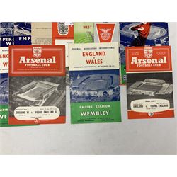Football programmes - thirteen various England and England Youth matches 1953-77; European Cup Winners Cup Final May 19th 1965 TSV Munchen 1860 v West Ham; European Champions Club Cup Final May 29th 1968 Benfica (1) v Manchester United (4), the famous Bobby Charlton final; seven Wealdstone F.C. 1950-66 including London Senior Charity Cup Final May 10th 1952; Harrow Town Football Challenge Cup April 14th 1948; and eight F.A. Amateur Cup Finals and Semi-Finals plus three song sheets 1956-68 (34)