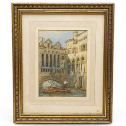 George Earp (British 19th century): Gondolier in a Venice Canal, watercolour signed 22cm x 16cm