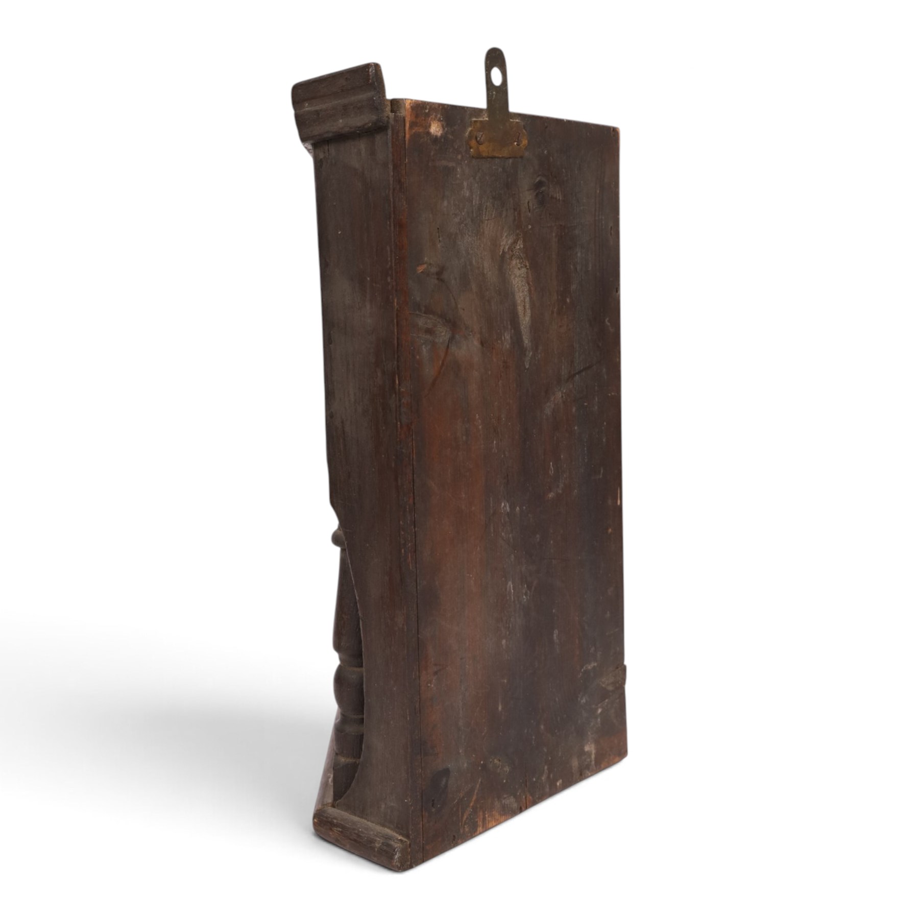 Gothic Revival oak corner wall shelf, with trefoil decoration to the top, H42cm