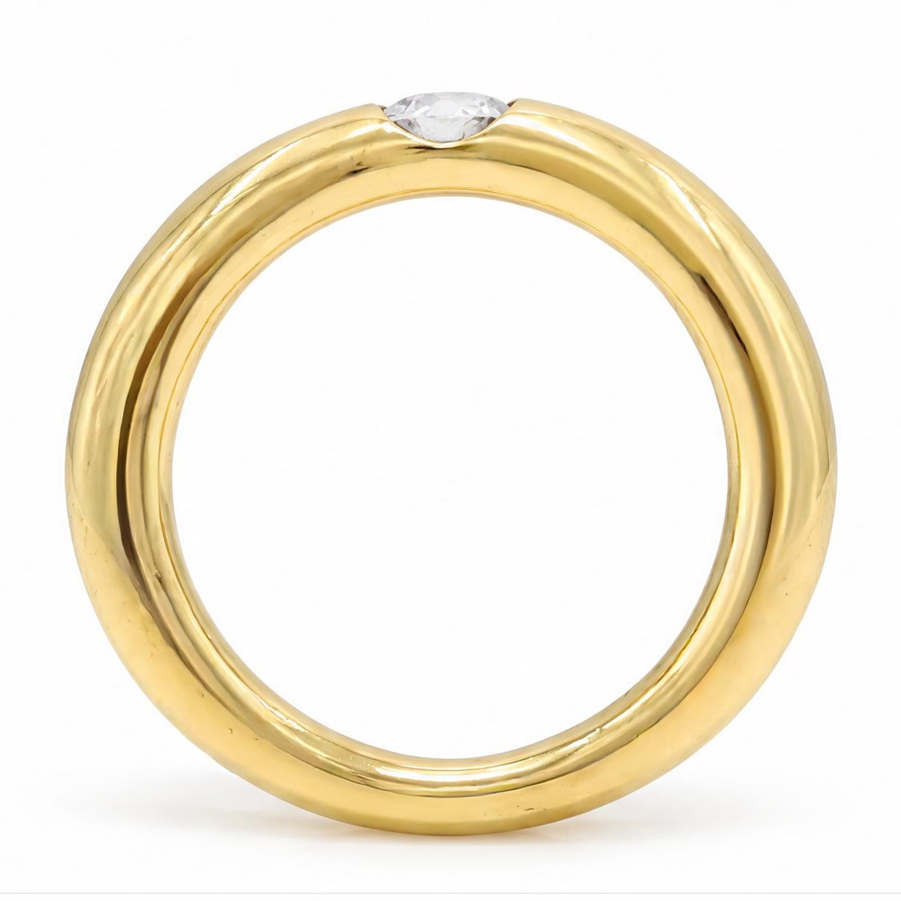 Cartier Ellipse diamond ring, set with a single round brilliant cut diamond of 0.25 carat, boxed with certificate