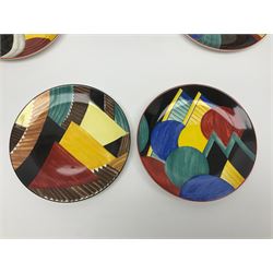 Two Wedgwood limited edition Clarice Cliff Design plates, comprising Poplar and House and Bridge patters, together with six Wedgwood limed edition Suzie Cooper The Art Deco Years, plates, all with certificates of authenticity, D21cm  