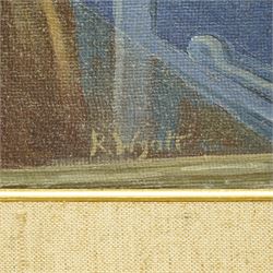 Rita Busby (British 20th century): Still Life of Flowers in a Vase, double-sided oil on board signed 40cm x 50cm; R Wyatt (British 1945-): Still Life of Chrysanthemums by the Window, oil on board signed 45cm x 50cm (2)