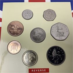 The Royal Mint United Kingdom 1992 and 1993 brilliant uncirculated coin collections, both including dual dated 1992/1993 EEC fifty pence coin, in card folders