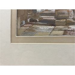 James Lobley (British 1828-1888): Gentleman Taking a Rest in the Church, watercolour signed 15cm x 20cm 