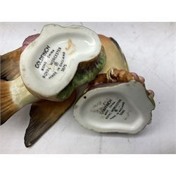 Three Sylvia Smith models of Old English Sheepdogs, Royal Orleans Pink Panther lidded box, two Crummels boxes and two Royal Worcester bird figures