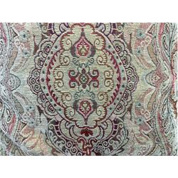 Parker Knoll two seat sofa, upholstered in natural beige patterned fabric