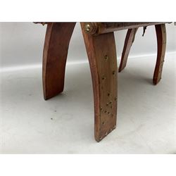20th century camel stool with leather seat