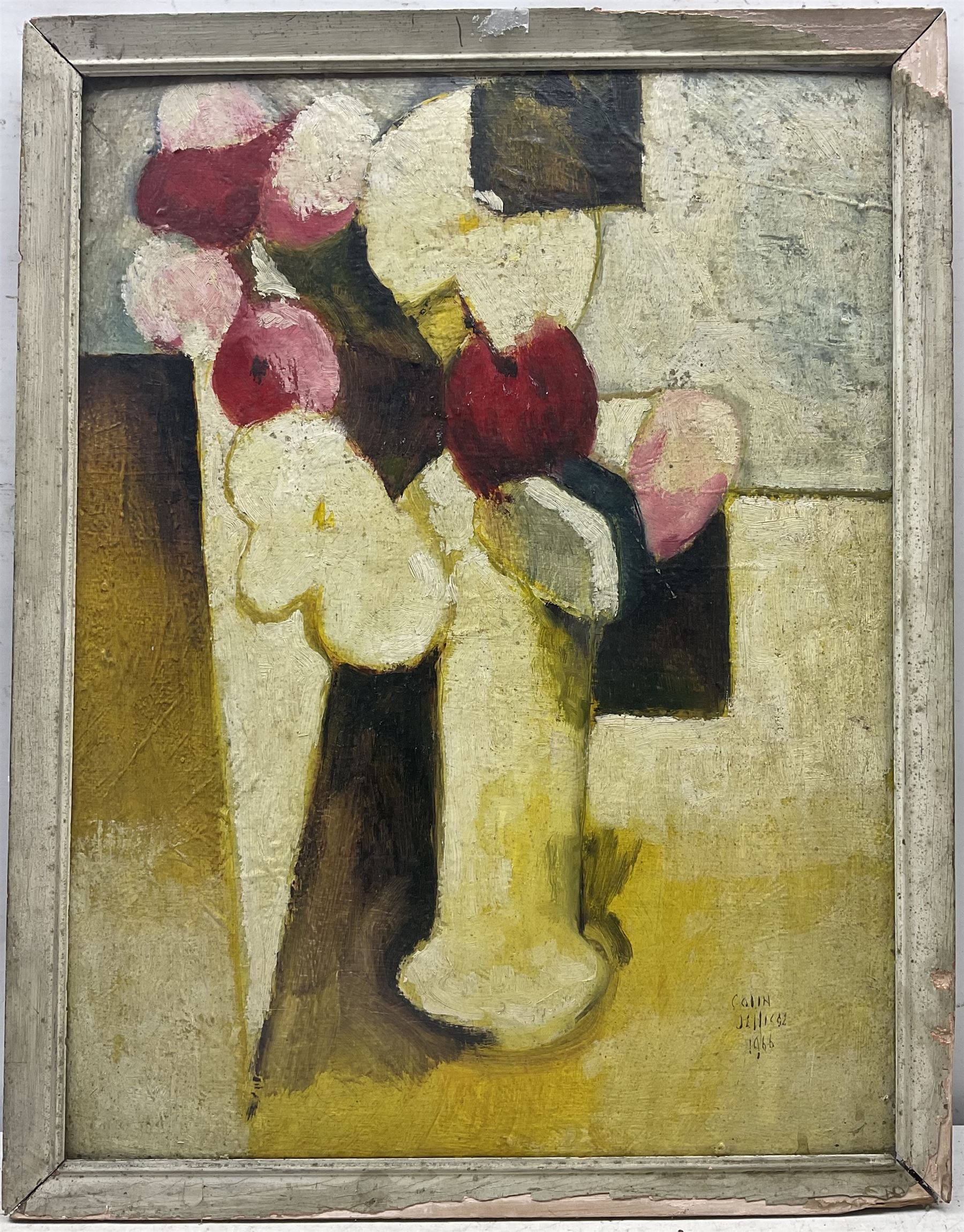 Colin Jellicoe (1942-2018): Still Life of Flowers in a Vase, oil on board signed and dated 1966, 52cm x 39cm