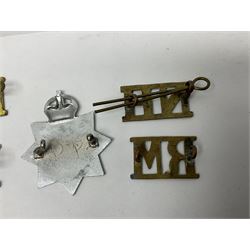 Two Services Rendered badges Nos.B23060 and B201341; two MSO BAOR (Mixed Services Organisation British Army of the Rhine) badges; small quantity of shoulder titles, lapel/sweetheart brooches, buttons and non-military related items