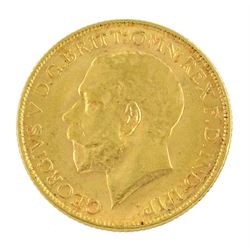 King George V 1916 gold full sovereign coin, Melbourne mint