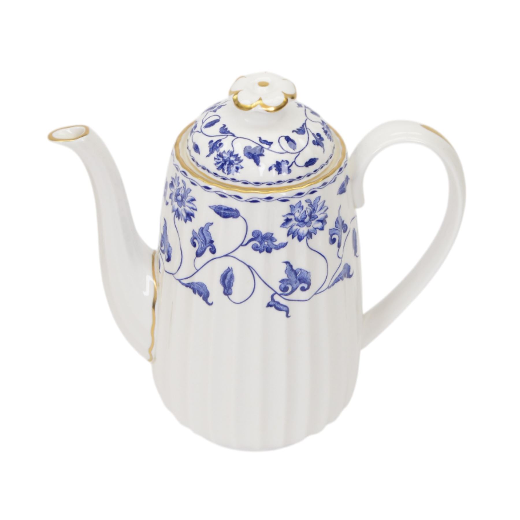 Spode Blue Colonel pattern part dinner service, comprising seven dinner plates, two bowls, eight side plates, four saucers, one cup and a coffee pot, all with printed mark beneath