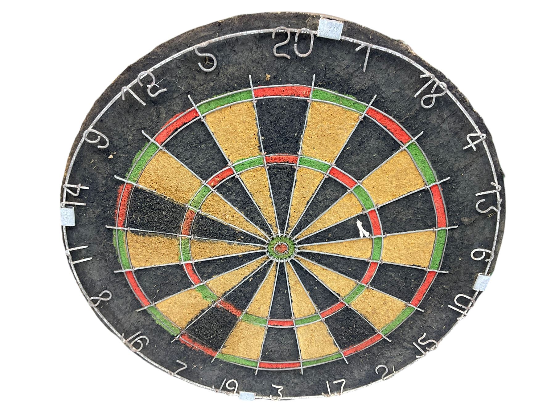 Dart board in wooden cabinet