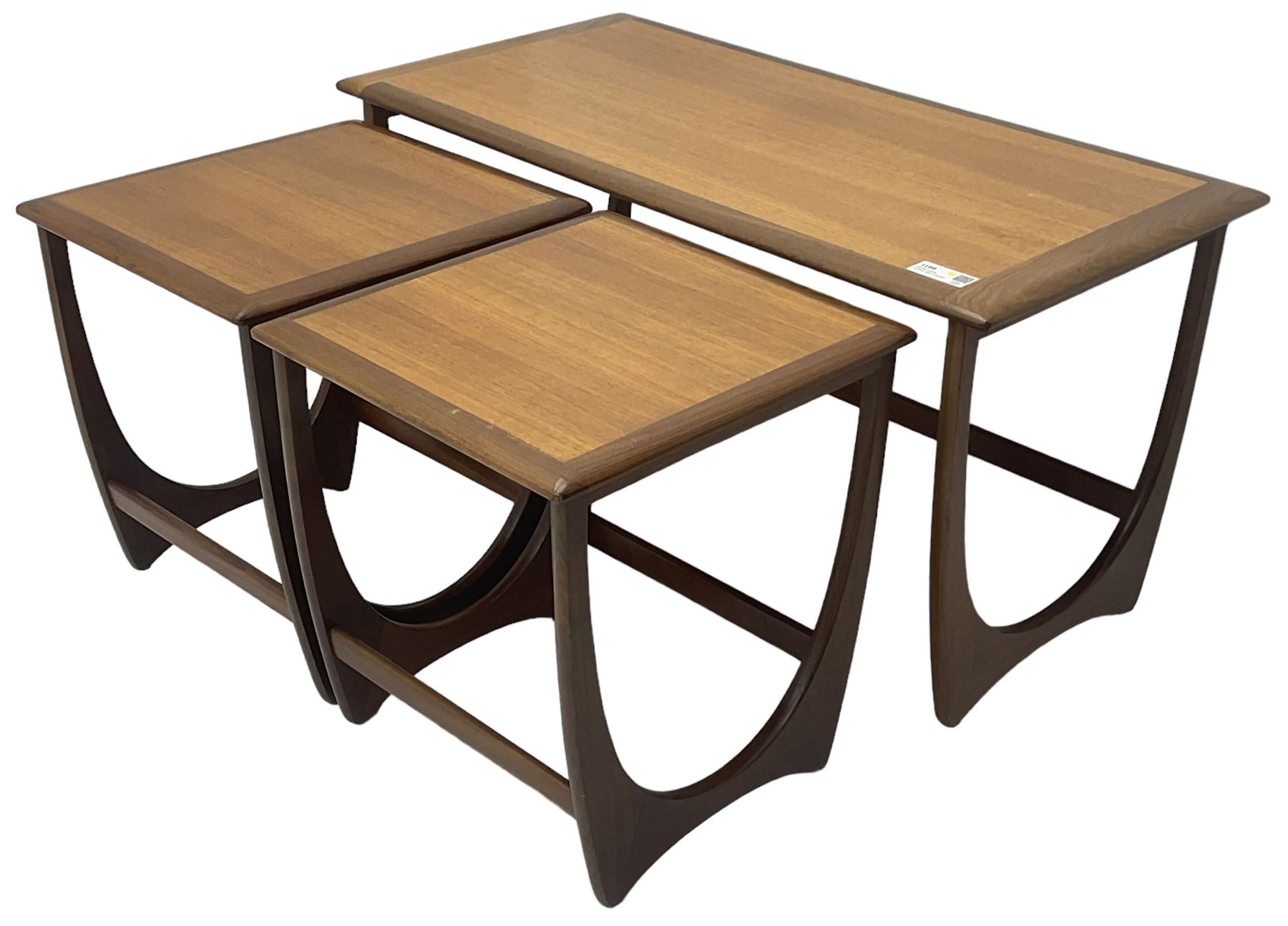 G-Plan - teak 'Astro' long-john nest of three tables, large rectangular coffee table and two square nesting tables