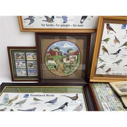 Large collection of framed cigarette cards of ornithological subject matter, together with other framed bird pictures, in one box (qty)